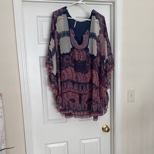 Free People Navy and Pink Mini Dress